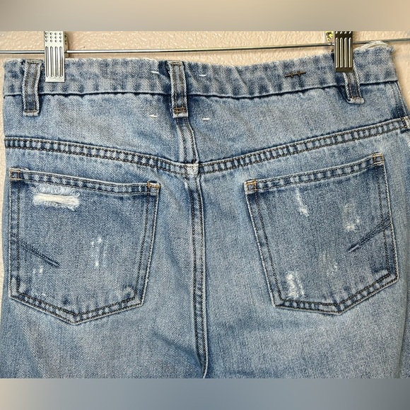 Habitual Girl High Rise Wide Leg Crop Distressed Denim Jeans Sz 16 - Picture 7 of 11